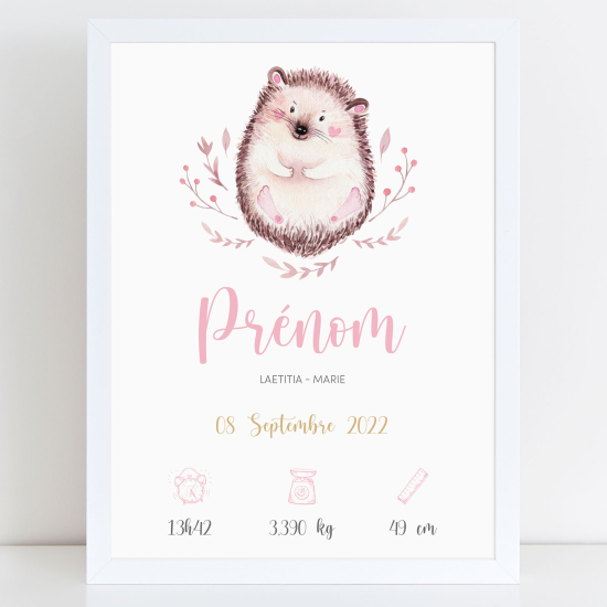 Geburtsposter personalisiert - Igel