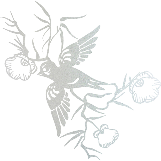 Glastattoo - Blumen Vogel