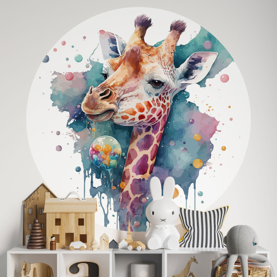 Kinderzimmer Wandtattoo rund - Giraffe
