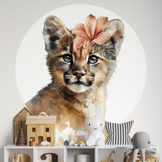 Kinderzimmer Wandtattoo rund - Kleine Panther