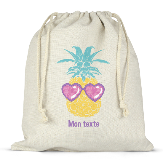 Kordelzugbeutel Kind personalisiert - Ananas