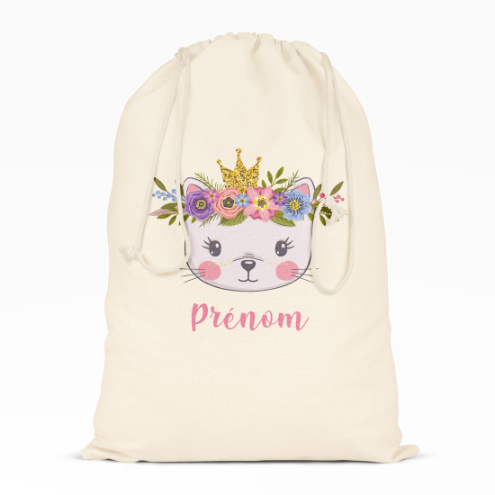 Kordelzugbeutel Kind personalisiert - Prinzessin Katze