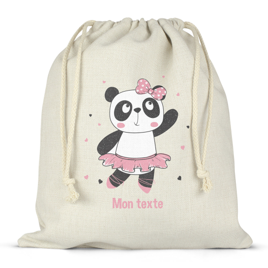 Kordelzugbeutel Kind personalisiert - Tanzender Panda
