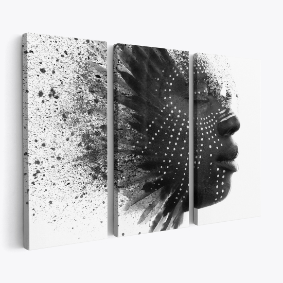 Leinwandbild 3-teilig - Afrikanisches Frauengesicht