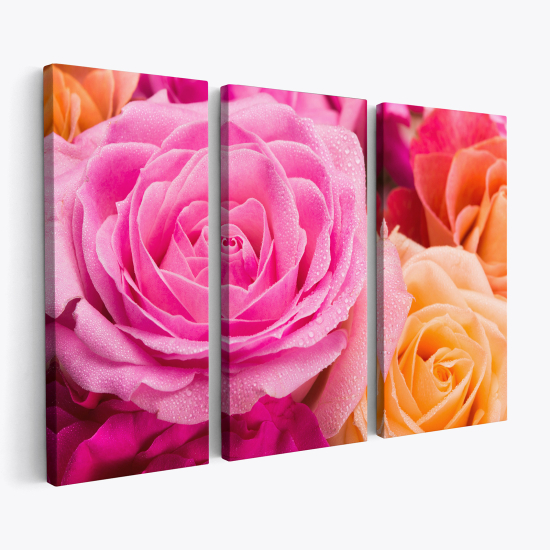 Leinwandbild 3-teilig - Bunte Rosen