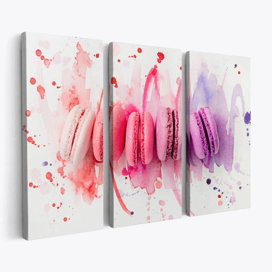 Leinwandbild 3-teilig - Macarons