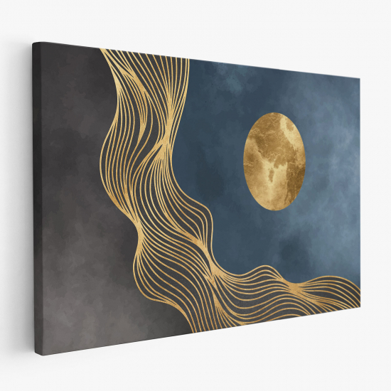 Leinwandbild - Abstrakte goldene Sonne