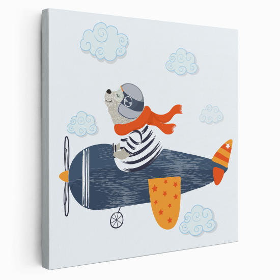 Leinwandbild für Kinderzimmer - Fliegerbär