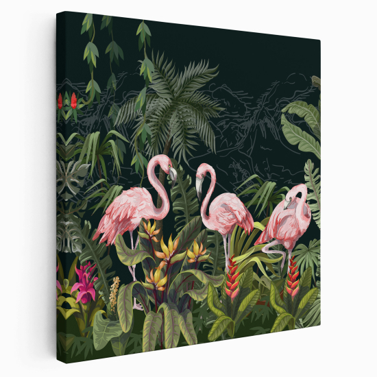 Leinwandbild für Kinderzimmer - Rosa Flamingos