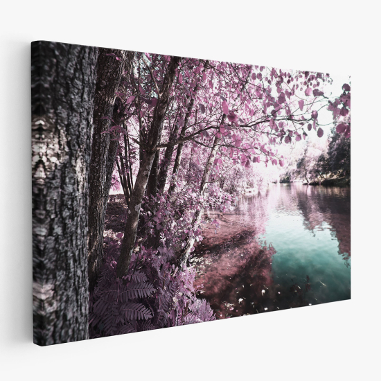 Leinwandbild - Landschaft mit Blick auf den See