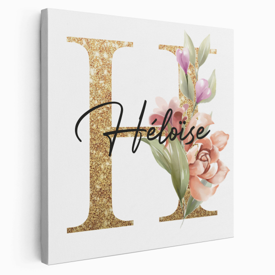 Leinwandbild mit Monogramm - Buchstabe H