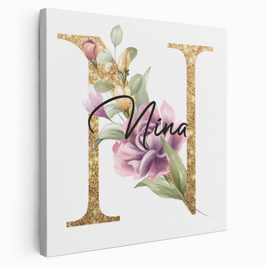Leinwandbild mit Monogramm - Buchstabe N