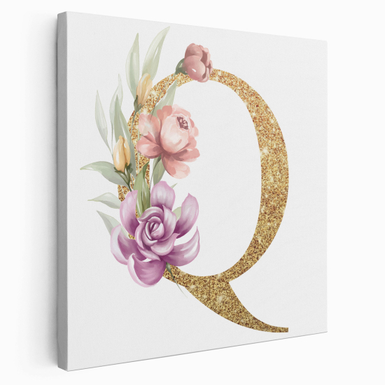 Leinwandbild mit Monogramm - Buchstabe Q