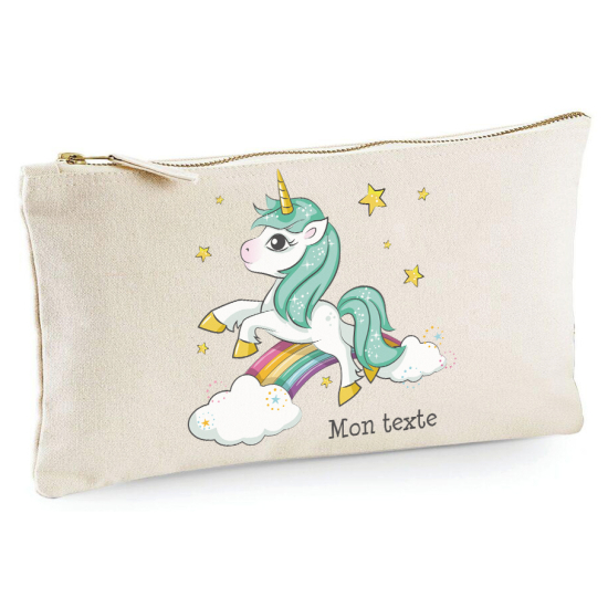Personalisierte Federmappe - Regenbogen-Einhorn