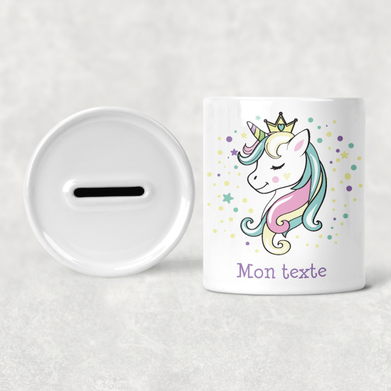 Personalisierte Sparschwein für Kinder - Prinzessin Einhorn