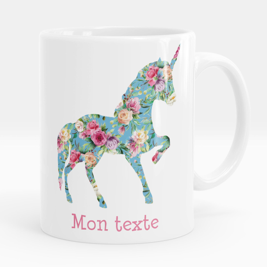 Personalisierte Tasse - Einhorn Blumen