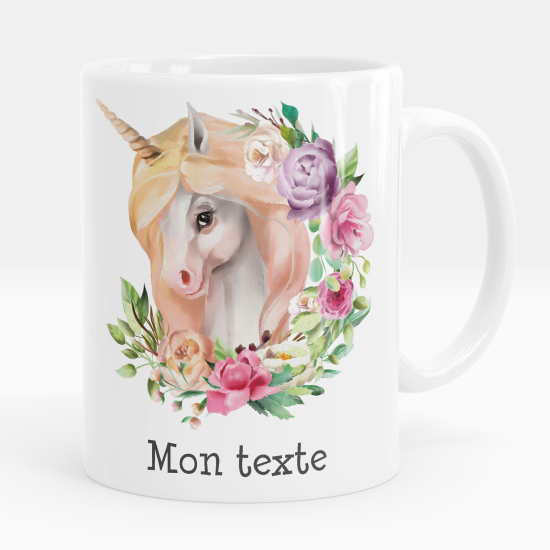 Personalisierte Tasse - Einhorn Blumen