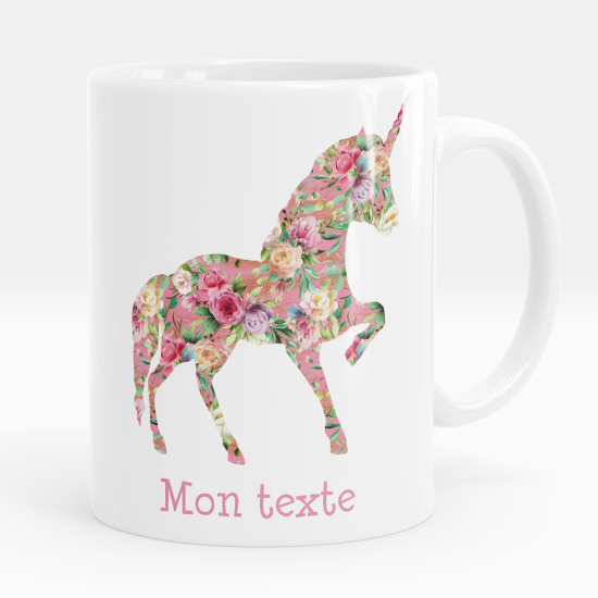 Personalisierte Tasse - Einhorn Blumen