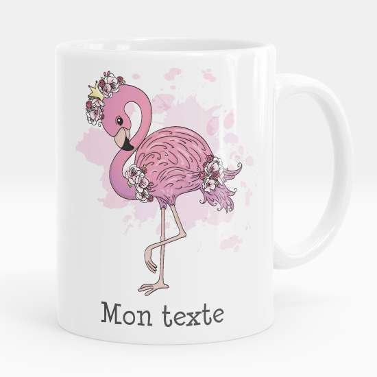 Personalisierte Tasse - Flamingo rosa Blumen