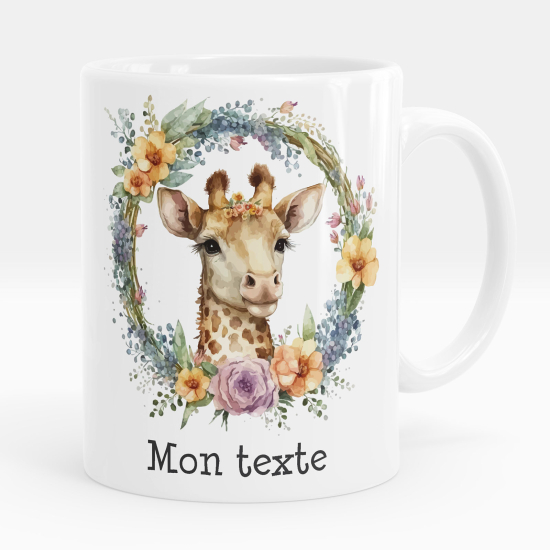 Personalisierte Tasse - Giraffe Blumen