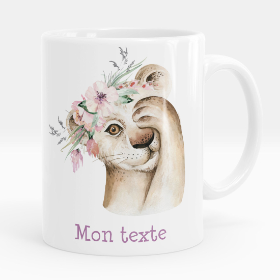 Personalisierte Tasse - Löwe Blumen