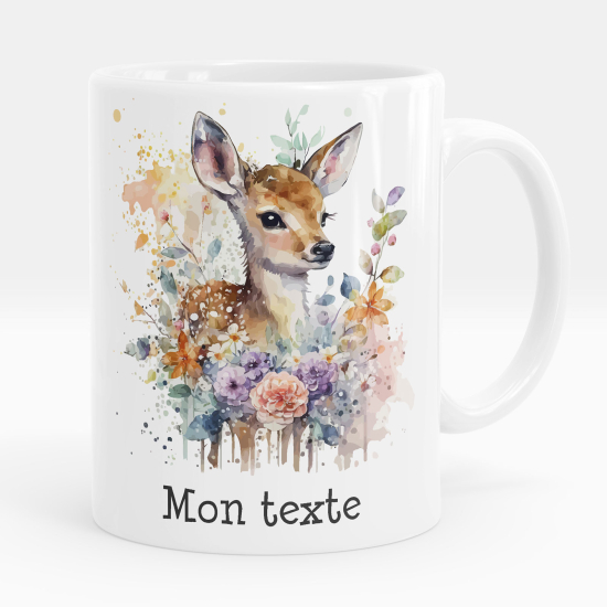 Personalisierte Tasse - Rehkitz Blumen