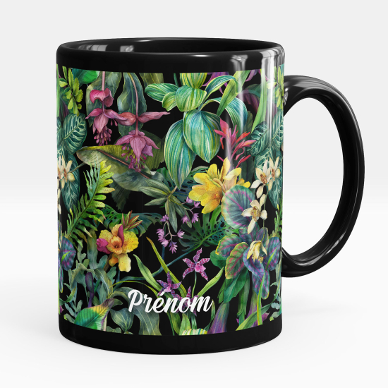 Personalisierte Tasse - Schwarze - Blumen
