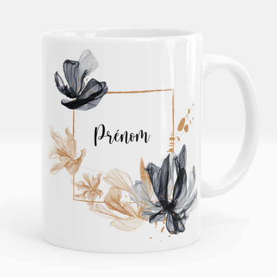 Personalisierte Tasse - Schwarze goldene Blumen