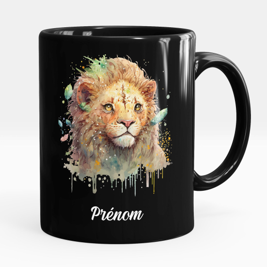 Personalisierte Tasse - Schwarze - Löwe