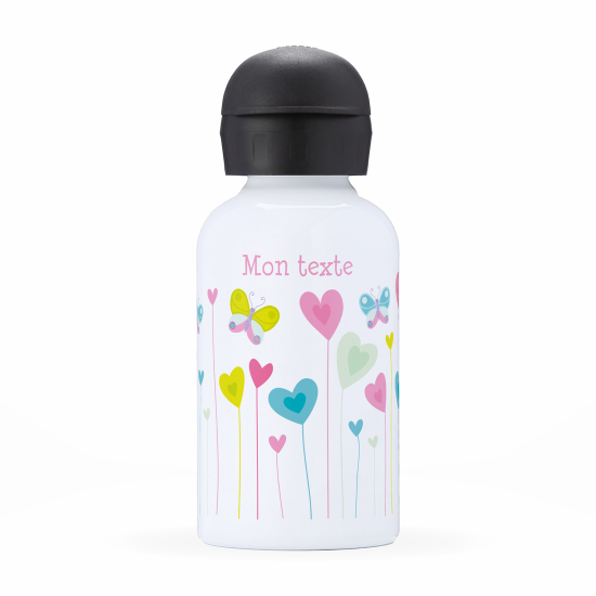 Personalisierte Thermosflasche für Kinder - Blumenherzen
