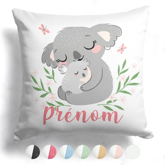 Personalisiertes Kissen mit farbiger Rückseite - Koalas
