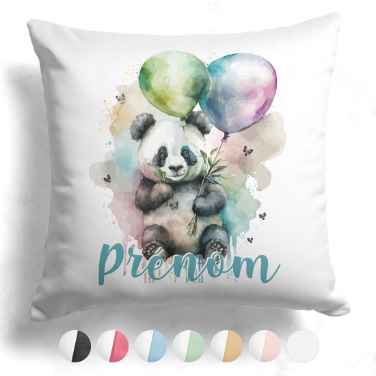 Personalisiertes Kissen mit farbiger Rückseite - Pandaballons