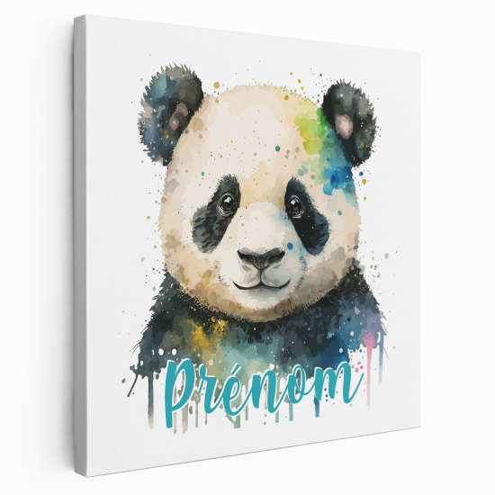 Personalisiertes Leinwandbild Kinderzimmer - Bunter Panda