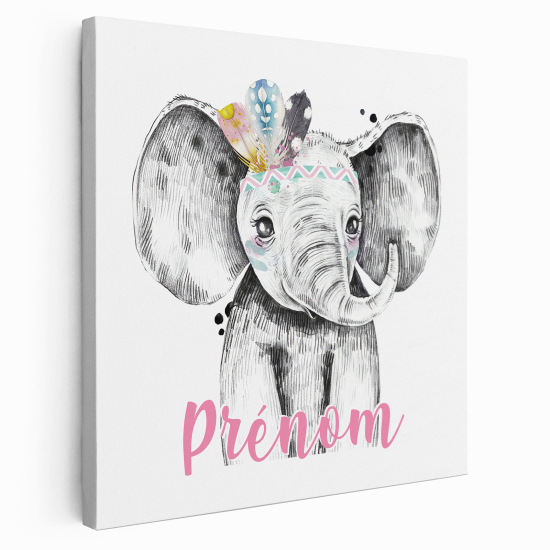 Personalisiertes Leinwandbild Kinderzimmer - Elefantenkalb