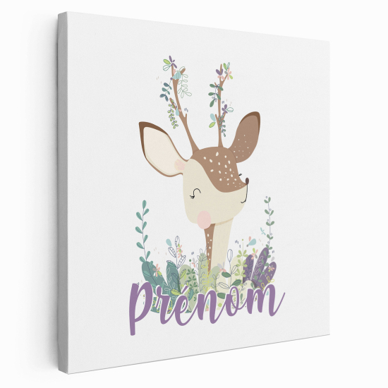 Personalisiertes Leinwandbild Kinderzimmer - Rehkitz