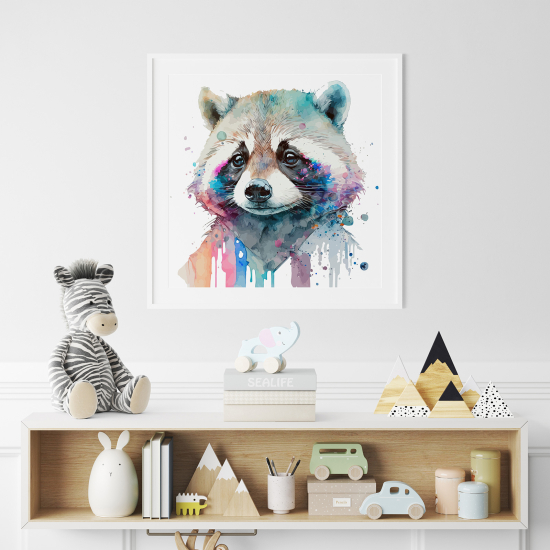 Poster Kinder - Bunter Waschbär