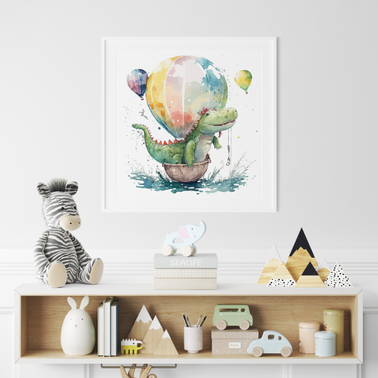 Poster Kinder - Krokodil Heißluftballons