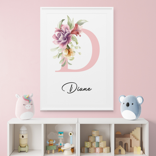 Poster mit Monogramm - Buchstabe D