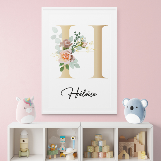 Poster mit Monogramm - Buchstabe H