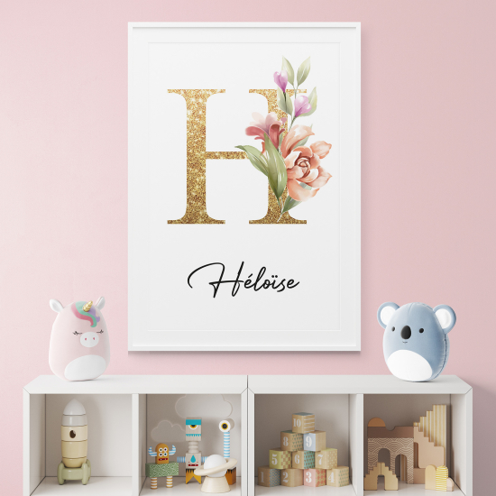 Poster mit Monogramm - Buchstabe H