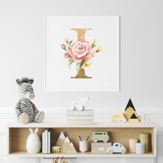 Poster mit Monogramm - Buchstabe I