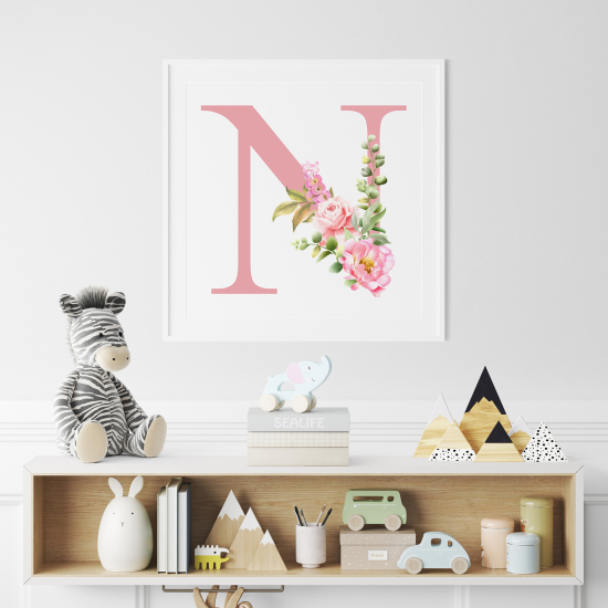 Poster mit Monogramm - Buchstabe N