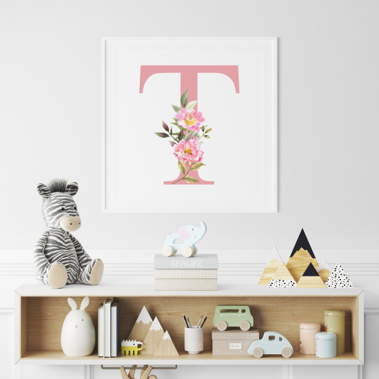 Poster mit Monogramm - Buchstabe T