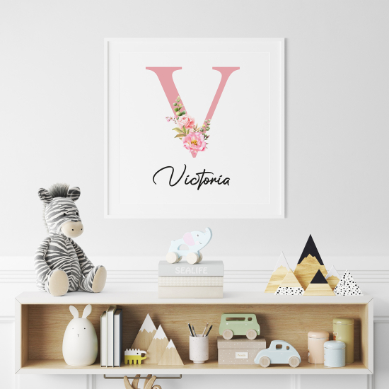 Poster mit Monogramm - Buchstabe V