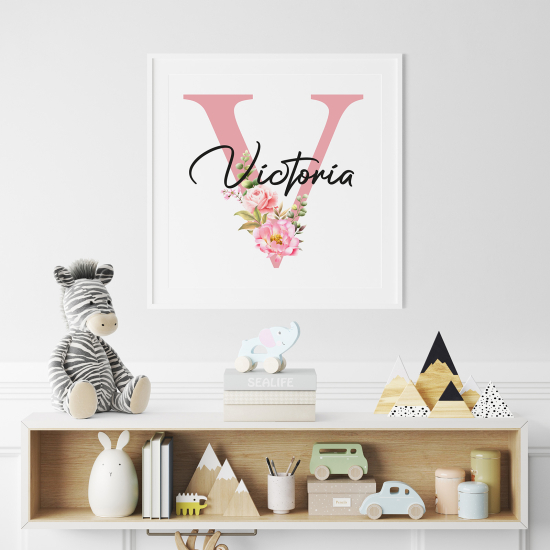 Poster mit Monogramm - Buchstabe V