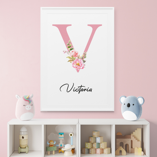 Poster mit Monogramm - Buchstabe V