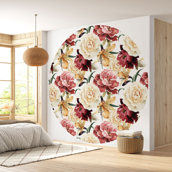 Runde Fototapete - Blumenmotiv