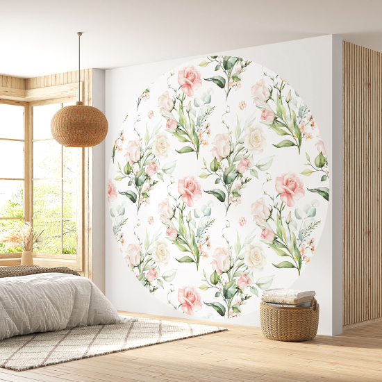 Runde Fototapete - Blumenmotiv