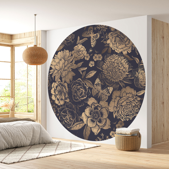 Runde Fototapete - Blumenmotiv