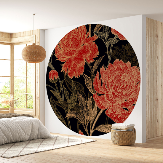 Runde Fototapete - Blumenmotiv